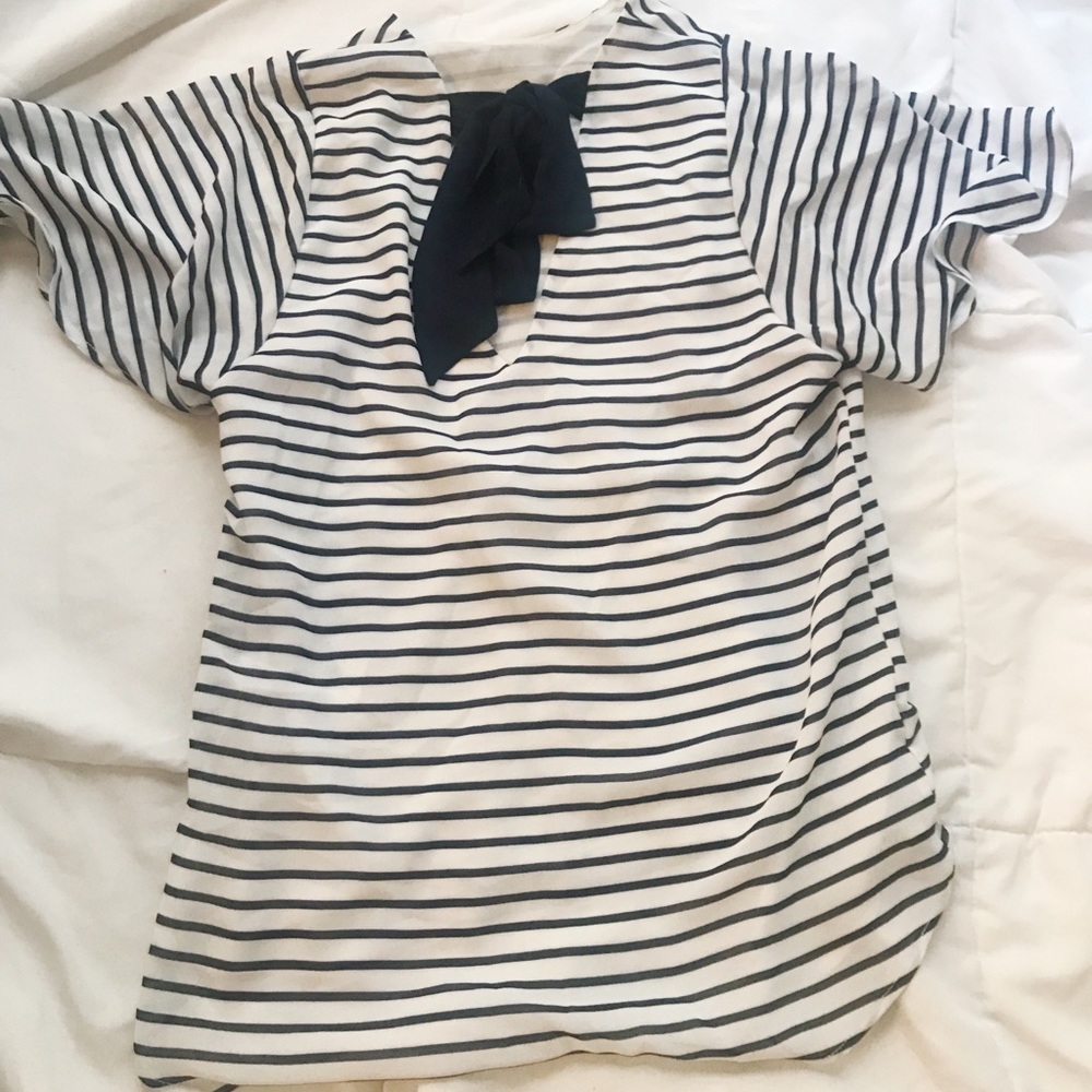 Nautical striped blouse with bow tie in back